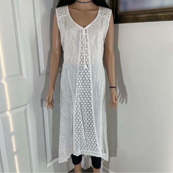 NWT S.R. Fashion Embroidered White Dress / Coverup Vintage Style Cottagecore - Picture 1 of 5